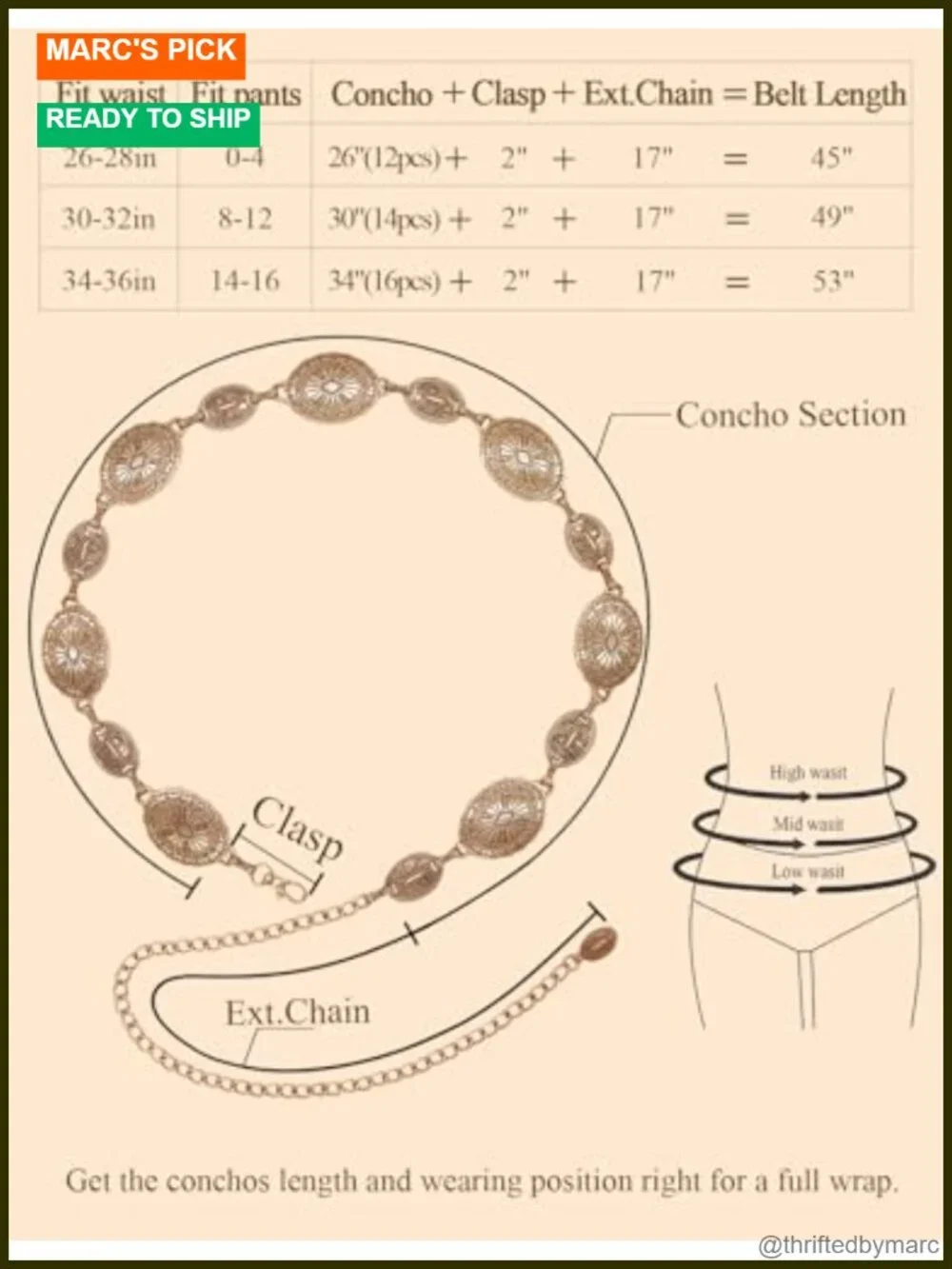 Western Metal Concho Belt for Women Cowgirl Chain Belt for Jeans Dresses